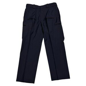 BLAUER Pleated Navy Blue Pocket Work Straight Fit Trousers Pants Mens 34x30